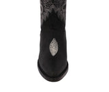 Mens Black Stingray Diamond Print Leather Cowboy Boots - J Toe