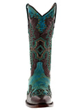Womens Katy Baby Brown Leather Cowboy Boots Studded - Snip Toe