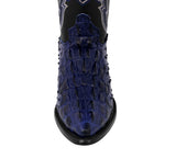 Mens Blue Crocodile & Ostrich Print Leather Cowboy Boots - J Toe