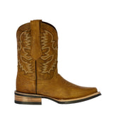 Mens Honey Brown Western Wear Leather Cowboy Boots - Square Toe