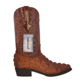 Mens #150 Cognac Crocodile & Ostrich Print Leather Cowboy Boots - J Toe