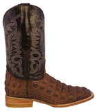 Mens #110N Brown Alligator Back Print Leather Cowboy Boots - Square Toe