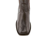 Mens Brown Leather Chelsea Ankle Boots Western Dress - Square Toe