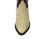 Mens Off White Crocodile & Ostrich Print Leather Cowboy Boots - J Toe