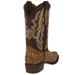 Mens Sand Cowboy Boots Ostrich Quill Print Leather - J Toe