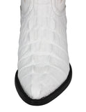 Mens #130_2 White Cowboy Boots Crocodile Tail Print - J Toe