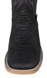 Mens #180AN Black Cowboy Boots Snake Print - Square Toe