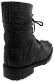 Men's Black Full Alligator Skin Leather Motorcycle Boots Round