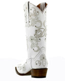 Womens "I Do' White Wedding Boots Leather - Snip Toe
