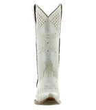 Womens Marfil Off White Wedding Cowboy Boots Rhinestones - Snip Toe
