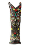 Womens Catrina Black Cowboy Boots Distressed Leather - Snip Toe