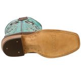 Womens Jesse Brown & Turquoise Western Boots Classic Leather - Square Toe