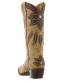 Womens Summer Sand & Red Leather Cowboy Boots - Snip Toe