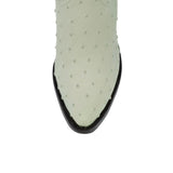 Mens Off White Ostrich Quill Print Cowboy Boots - J Toe