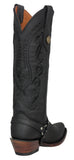 Womens Jane Black Tall Western Boots Leather Removable Strap - Snip Toe