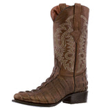 Mens #130 Brown Alligator Tail Print Leather Cowboy Boots - J Toe