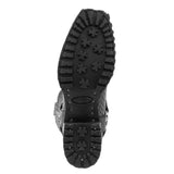 Mens Black Motorcycle Leather Boots Snake Print Square Toe