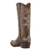 Womens Marfil Brown Wedding Cowboy Boots Rhinestones - Snip Toe
