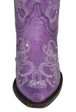 Womens "I Do' Purple Wedding Boots Leather - Snip Toe