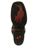 Womens Dallas Brown Western Boots Leather Boot Straps - Square Toe
