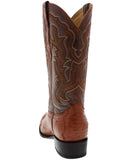 Mens Cognac Ostrich Skin Overlay Cowboy Boots - J Toe