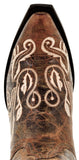 Womens Granada Cognac Cowboy Boots Swan Embroidered - Snip Toe
