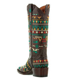 Womens Navajo Brown Cowboy Boots Leather - Square Toe