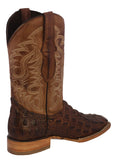 Mens #110N Brown Alligator Back Print Leather Cowboy Boots - Square Toe