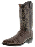 Mens #120 Brown Alligator Belly Print Leather Cowboy Boots - J Toe