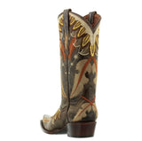 Womens Plumaje Brown Leather Cowboy Boots - Snip Toe