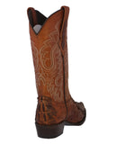 Mens #150 Cognac Crocodile & Ostrich Print Leather Cowboy Boots - J Toe