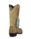 Mens #150 Sand Crocodile & Ostrich Print Leather Cowboy Boots - J Toe