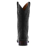 Mens Black Western Cowboy Boots Solid Leather Square Toe