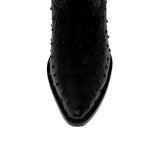 Mens Black Ostrich Quill Print Leather Cowboy Boots J Toe