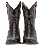 Kids Toddler Black Western Boots Stingray Print J Toe - #205