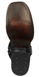 Womens Annie Matte Black Western Boots Leather Boot Straps - Square Toe