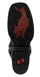 Womens Dallas Black Western Boots Leather Boot Straps - Square Toe