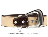 Brown Western Cowboy Leather Belt Ranger Concho - Silver Buckle