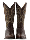 Mens Brown Ostrich Skin Overlay Cowboy Boots - J Toe