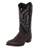 Mens #150 Black Cherry Crocodile & Ostrich Print Leather Cowboy Boots - J Toe