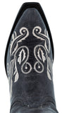 Womens Granada Denim Blue Boots Swan Embroidered - Snip Toe