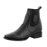 Mens Black Leather Chelsea Ankle Boots Western Dress - Square Toe