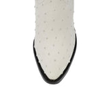 Mens Off White Ostrich Quill Print Cowboy Boots - J Toe
