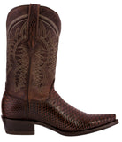 Mens Chedron Snake Print Leather Cowboy Boots - Snip Toe