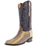 Men's Natural Genuine Ostrich Foot Exotic Skin Cowboy Boots - J Toe