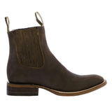 Mens Frances Honey Brown Chelsea Leather Boots - Square Toe