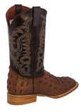 Mens Brown Alligator Back Print Leather Cowboy Boots Square Toe