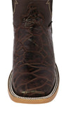 Mens #170N Brown Cowboy Boots Sea Turtle Shell Print - Square Toe