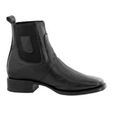 Mens Black Leather Chelsea Ankle Boots Western Dress - Square Toe