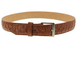 Cognac Western Cowboy Belt Anteater Print Leather - Silver Buckle